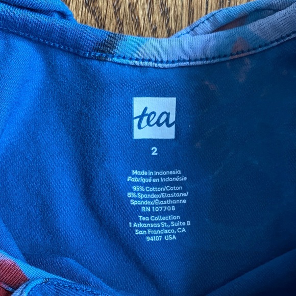 Tea Collection blue floral ruffle collar ballet long sleeve dress, size 2. - Picture 6 of 12